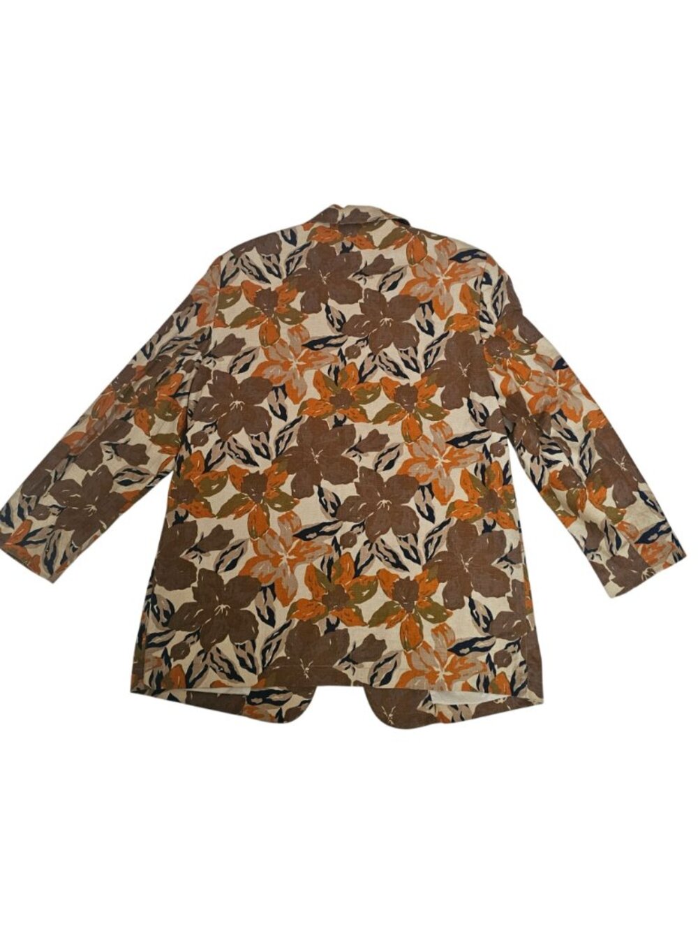 Rafaella Vintage Autumn Shade Floral Linen-Cotton Lined Blazer Jacket Size 14 - Picture 3 of 11